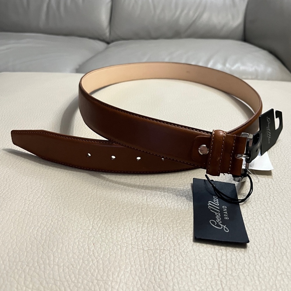 NWT - Good Man Brand Men's Leather Belt - Made in Italy - US 42/125cm